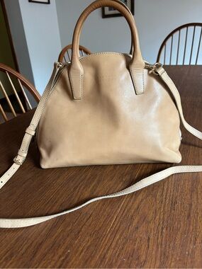 Barneys New York Satchel Top Handle Crossbody Leather Bag Gold Hardware Zipper